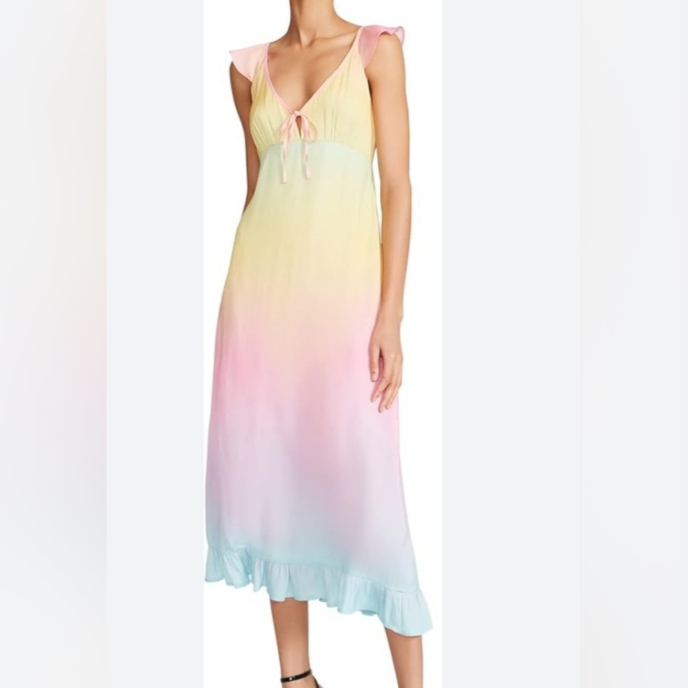 Betsy Johnson Rainbow Sunrise Maxi Ankle Dress  in Ladies Size S NWT